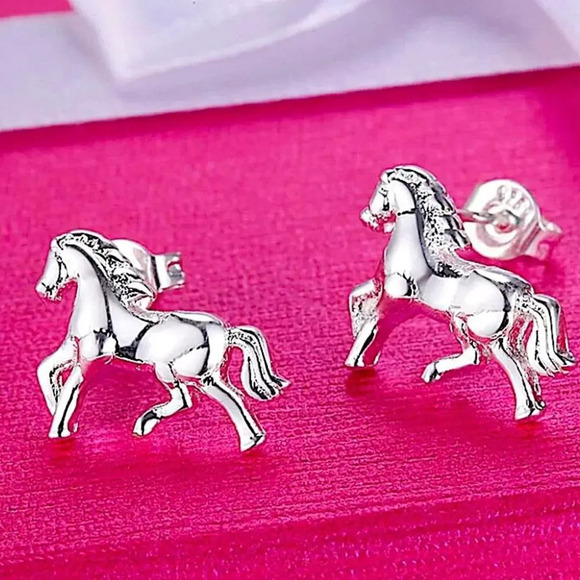 Sterling Silver Horse Necklace Earrings Set HorseBit, Snaffle, D Ring Charm - Picture 9 of 11